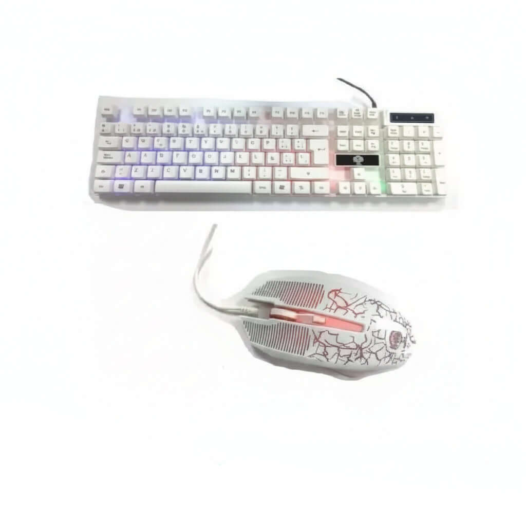 Combo Gamer Teclado y Mouse RGB Retroiluminado Blanco
