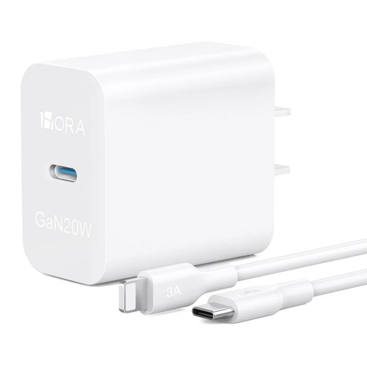 Cargador 1Hora Ultra Turbo 20W 3A USB-C para iPhone Blanco