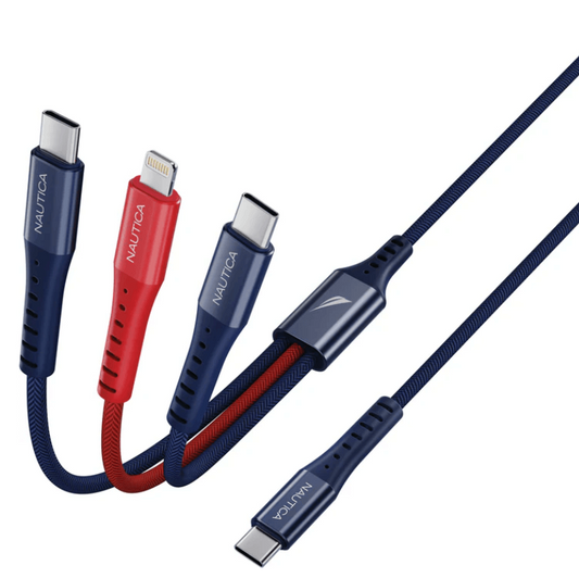 Cable Nautica 3 en 1 USB-C a Lightning, USB-C y Micro USB – 60W