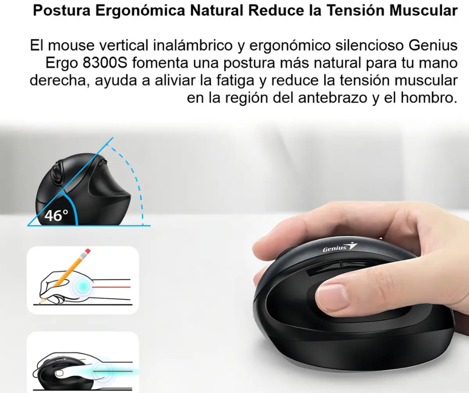 Mouse Genius Ergo 8300S Inalámbrico Vertical Ergonómico