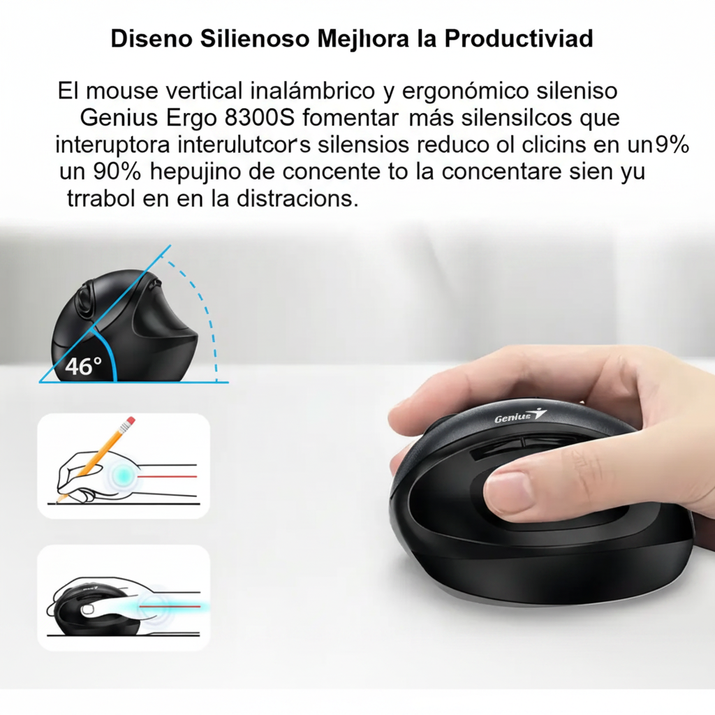 Mouse Genius Ergo 8300S Inalámbrico Vertical Ergonómico