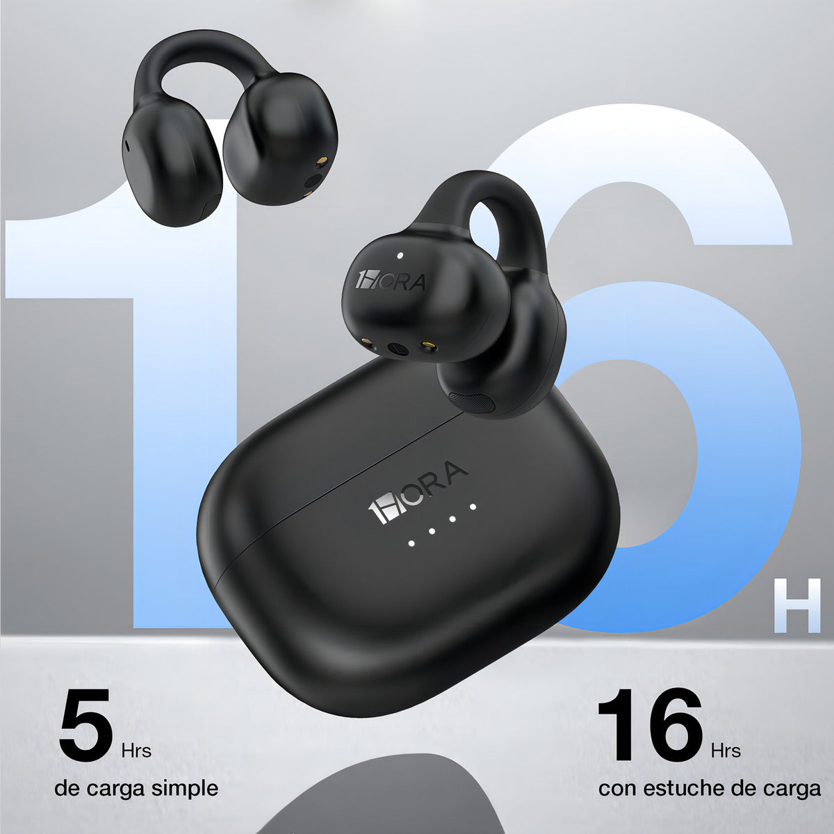 Auriculares Inalámbricos Bluetooth Audífonos 1Hora Color Negro - 4