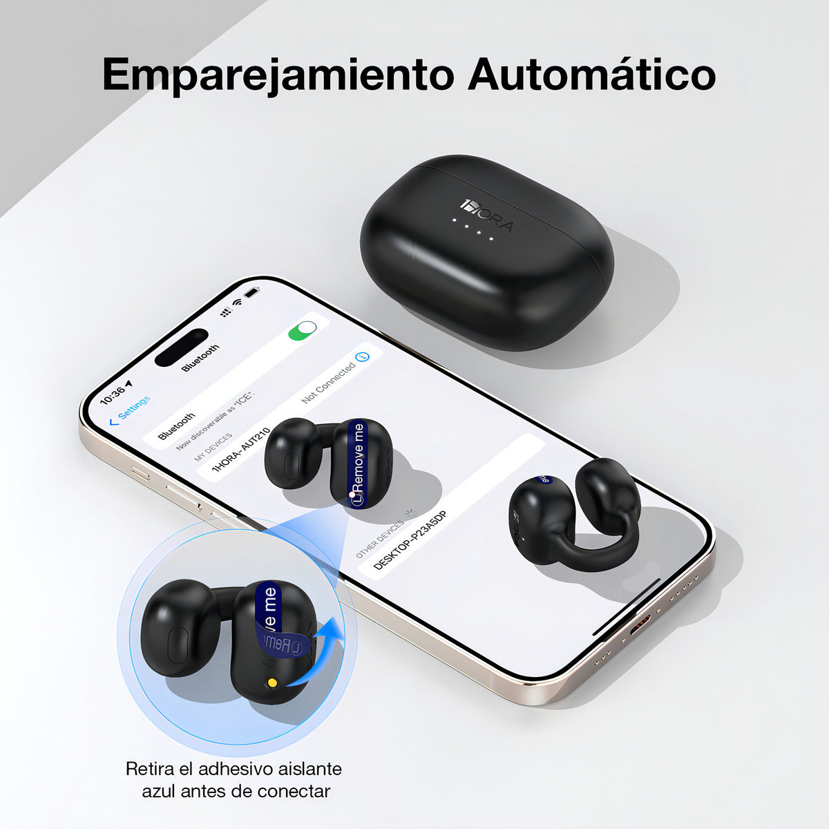 Auriculares Inalámbricos Bluetooth Audífonos 1Hora Color Negro - 5
