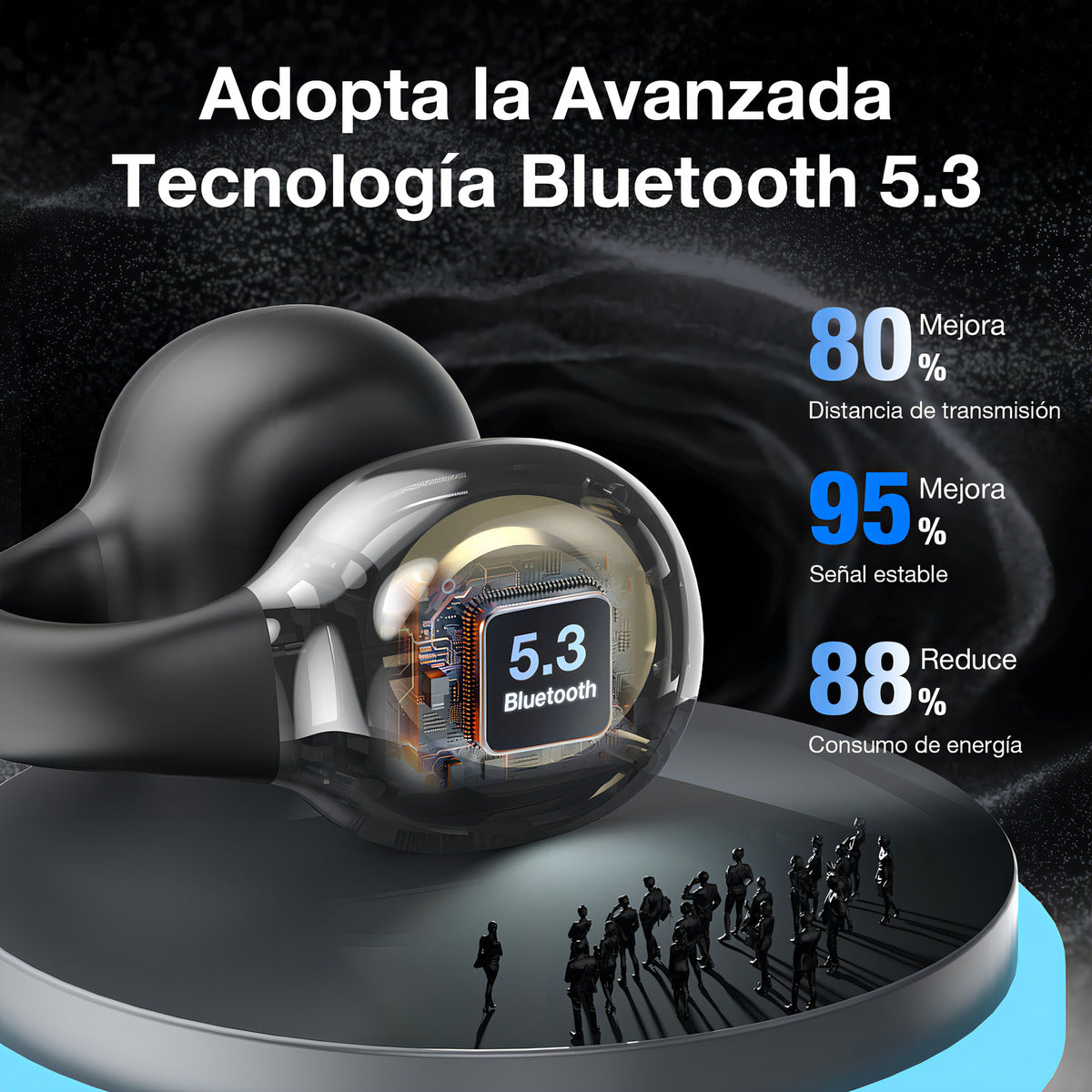 Auriculares Inalámbricos Bluetooth Audífonos 1Hora Color Negro - 9
