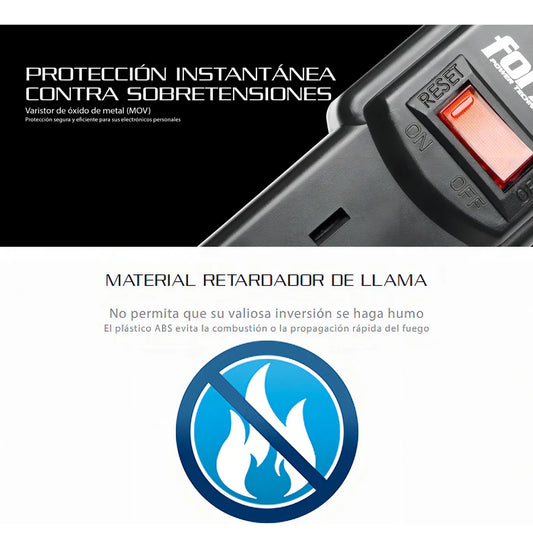 Multitoma Forza PS-611UL 6 Tomas 1875W 90cm Negro