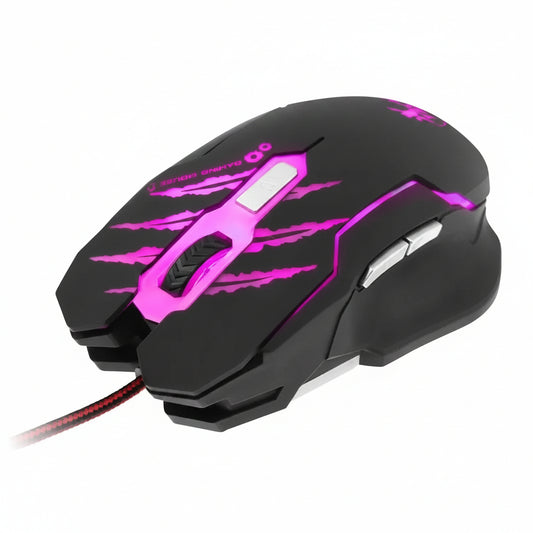 Mouse Gamer Xtech XTM-610 Negro con sensor óptico y 6 botones programables, diseño ergonómico e iluminación LED.