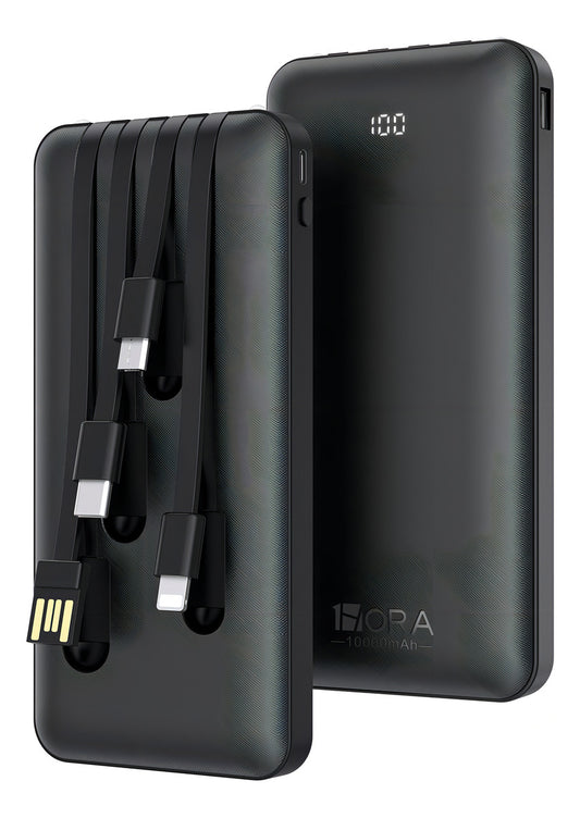 Power Bank Batería Portátil 10000mah Con Built In 4 Cables Micro Usb V8 Ip Tipo C 1hora Con Pantalla Digital Cargador De Batería