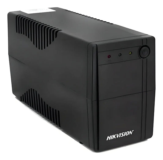 UPS Hikvision 1000VA 600W protección eléctrica color negro, vista lateral, marca visible