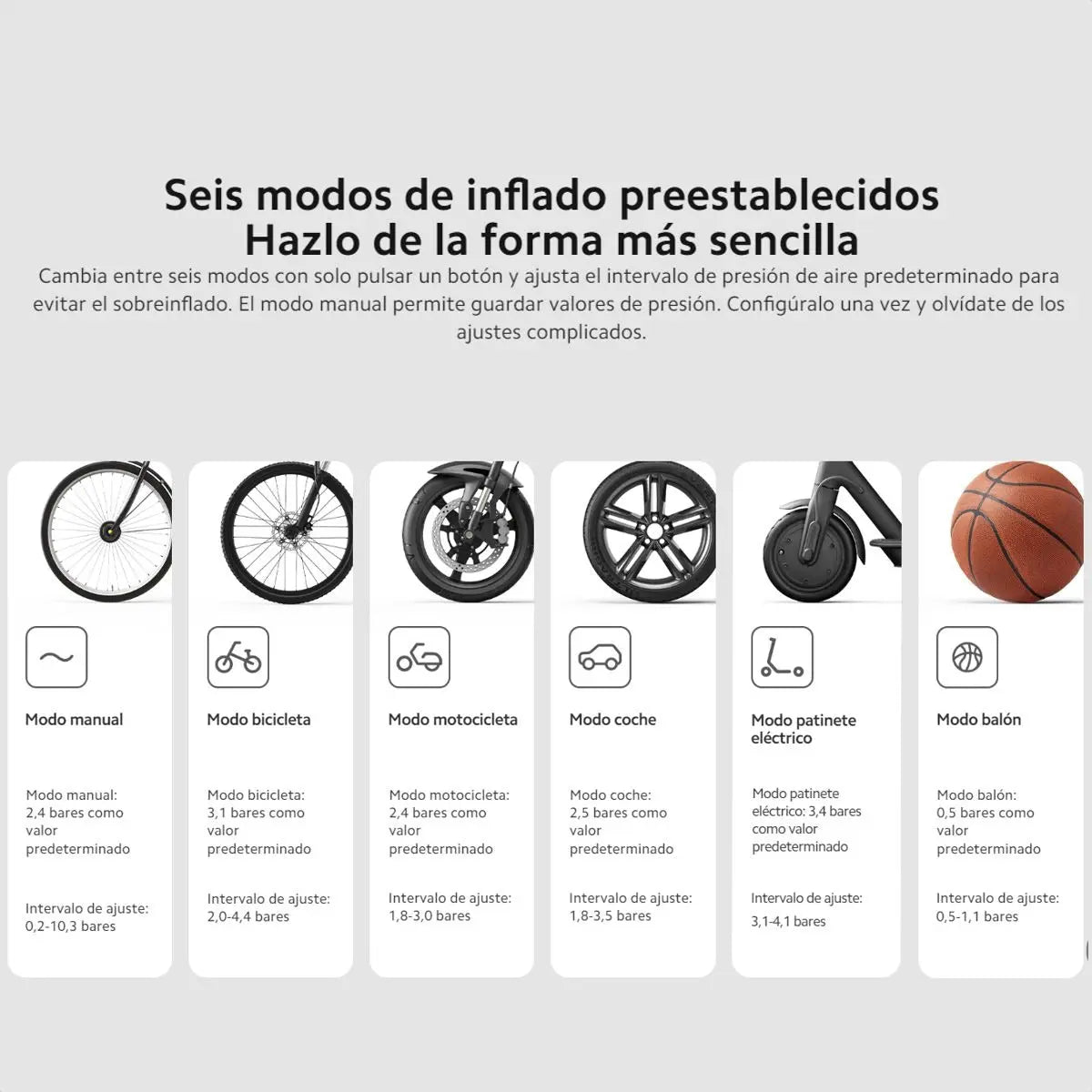 Compresor de Aire Portátil Xiaomi 2 con 6 Modos de Inflado