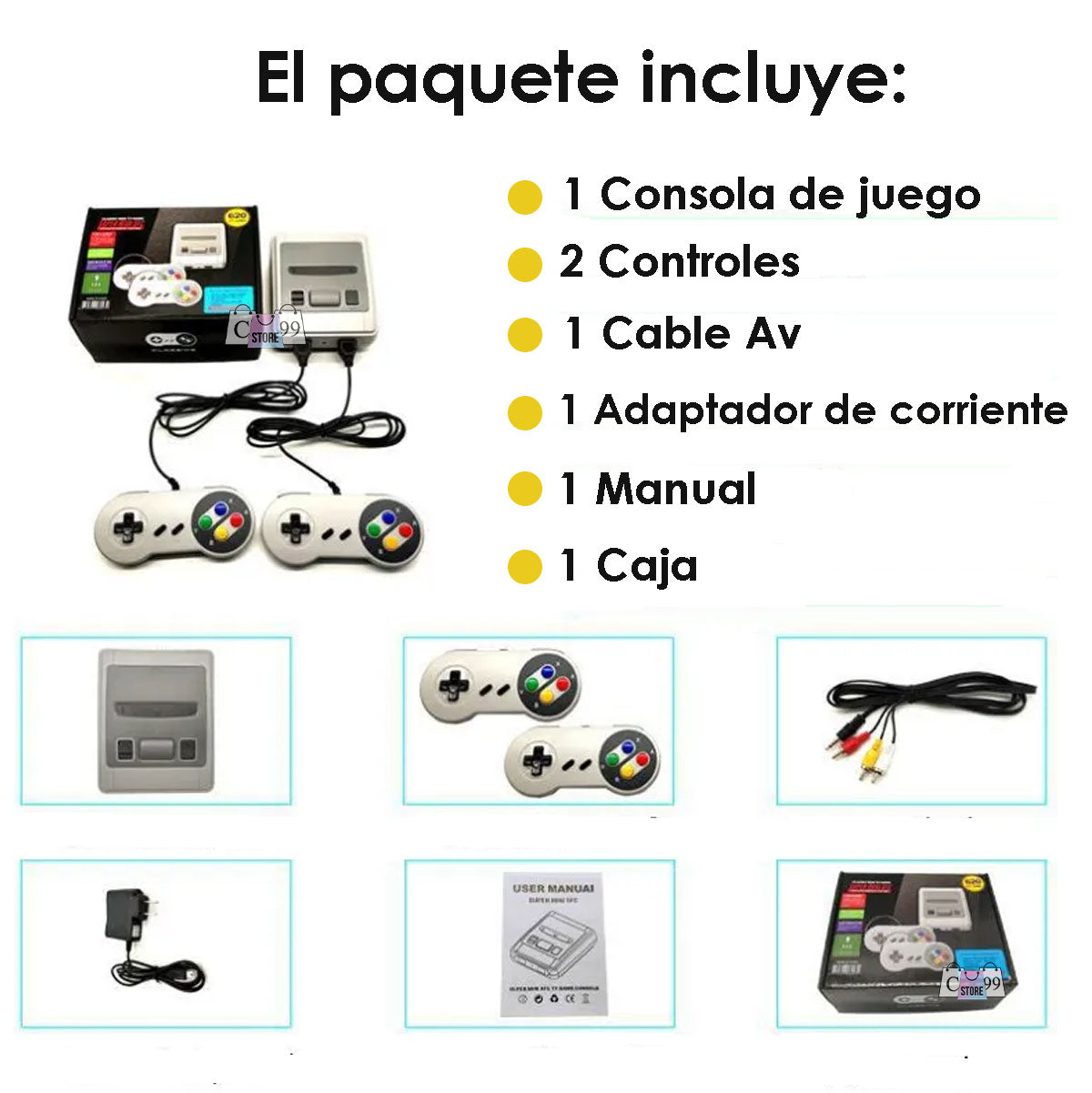 Mini Consola Retro C99s con 327 Juegos Incorporados