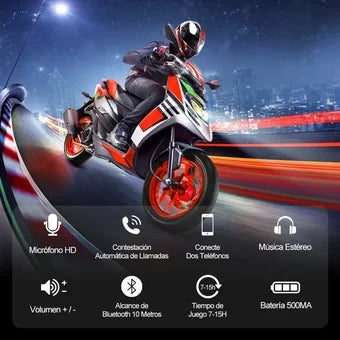 Intercomunicador para Moto BT12 con Auriculares para Casco Bluetooth