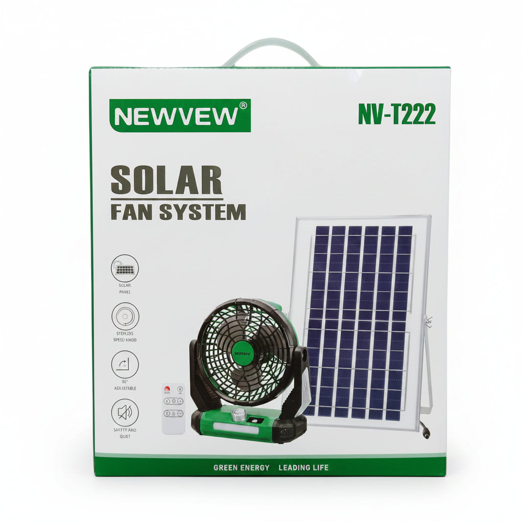 Ventilador Solar 26cm con Panel Solar y Control Remoto