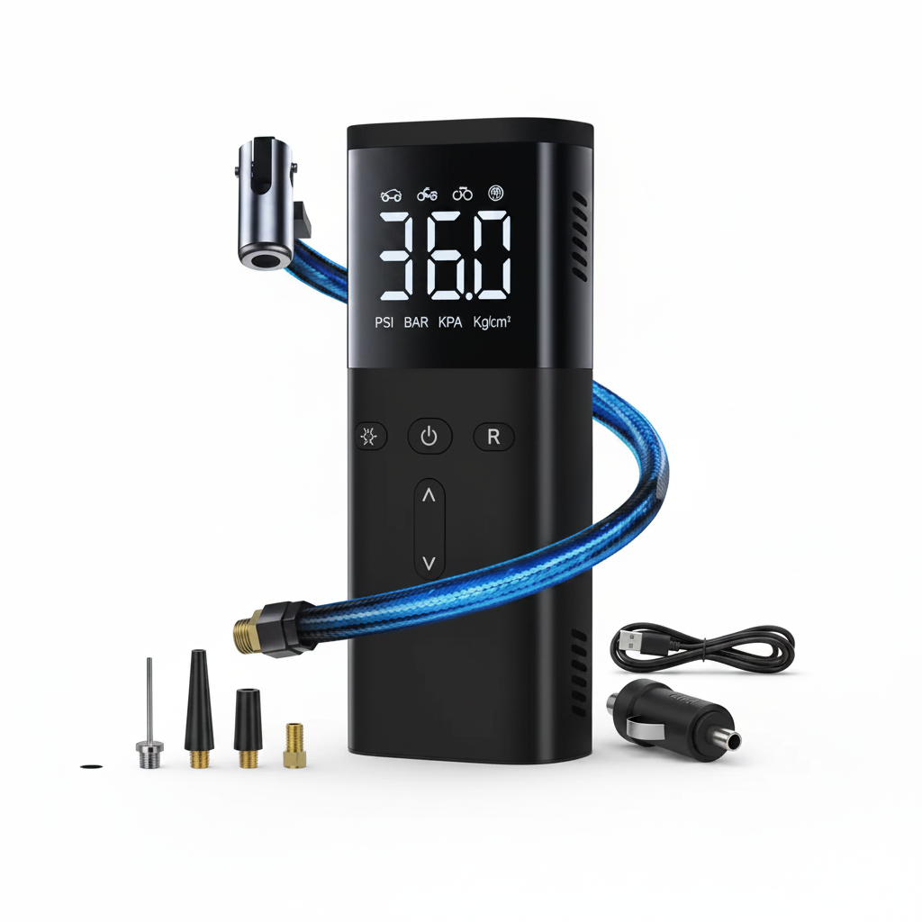 Inflador 4 en 1 Digital Portátil – Compresor de Aire 150 PSI