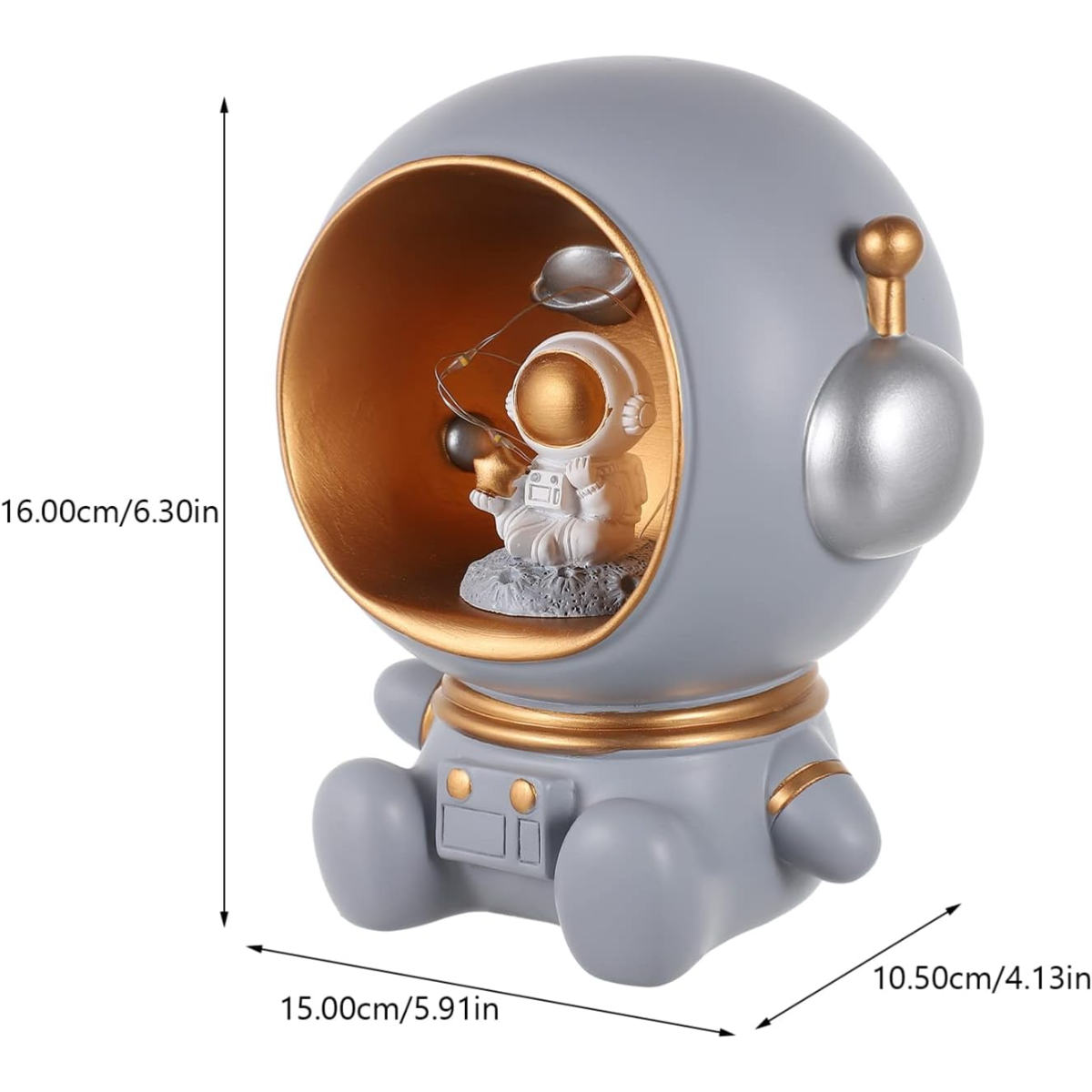 Lámpara Alcancía Astronauta Decorativa LED Resina