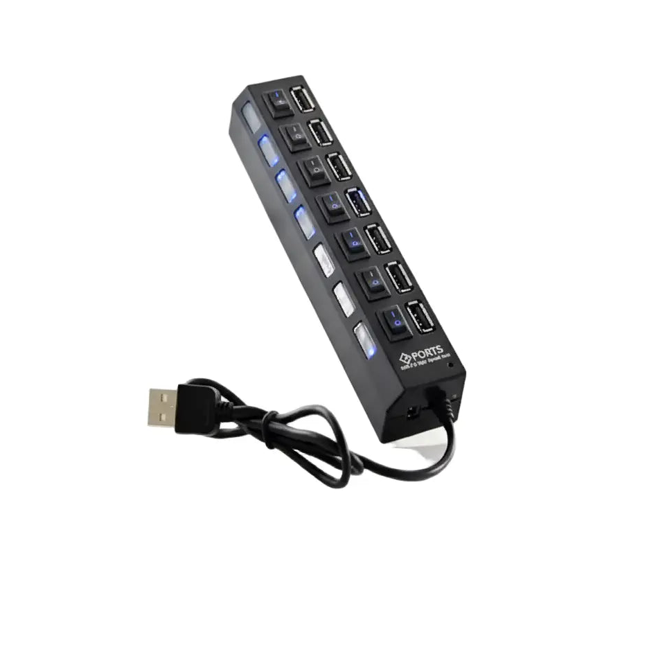 Hub Multipuerto USB 7 Puertos con Interruptor Individual y LED