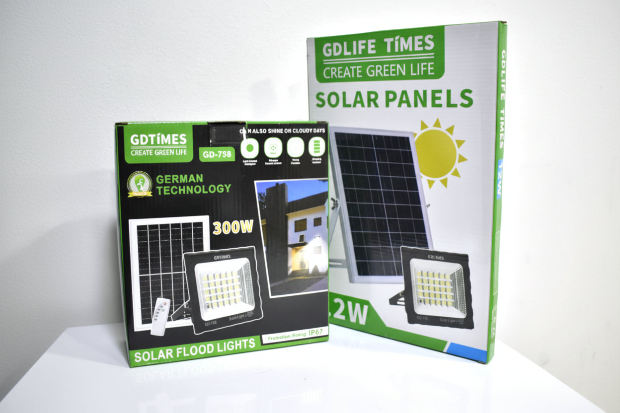 Lámpara Solar 300W GD-758 con Sensor y Control