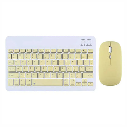 Combo Teclado y Mouse Bluetooth Inalámbrico Recargable AN-030 Amarillo
