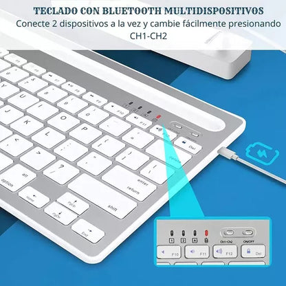 Teclado Inalámbrico Bluetooth 5.0 para Tablet iPad y PC