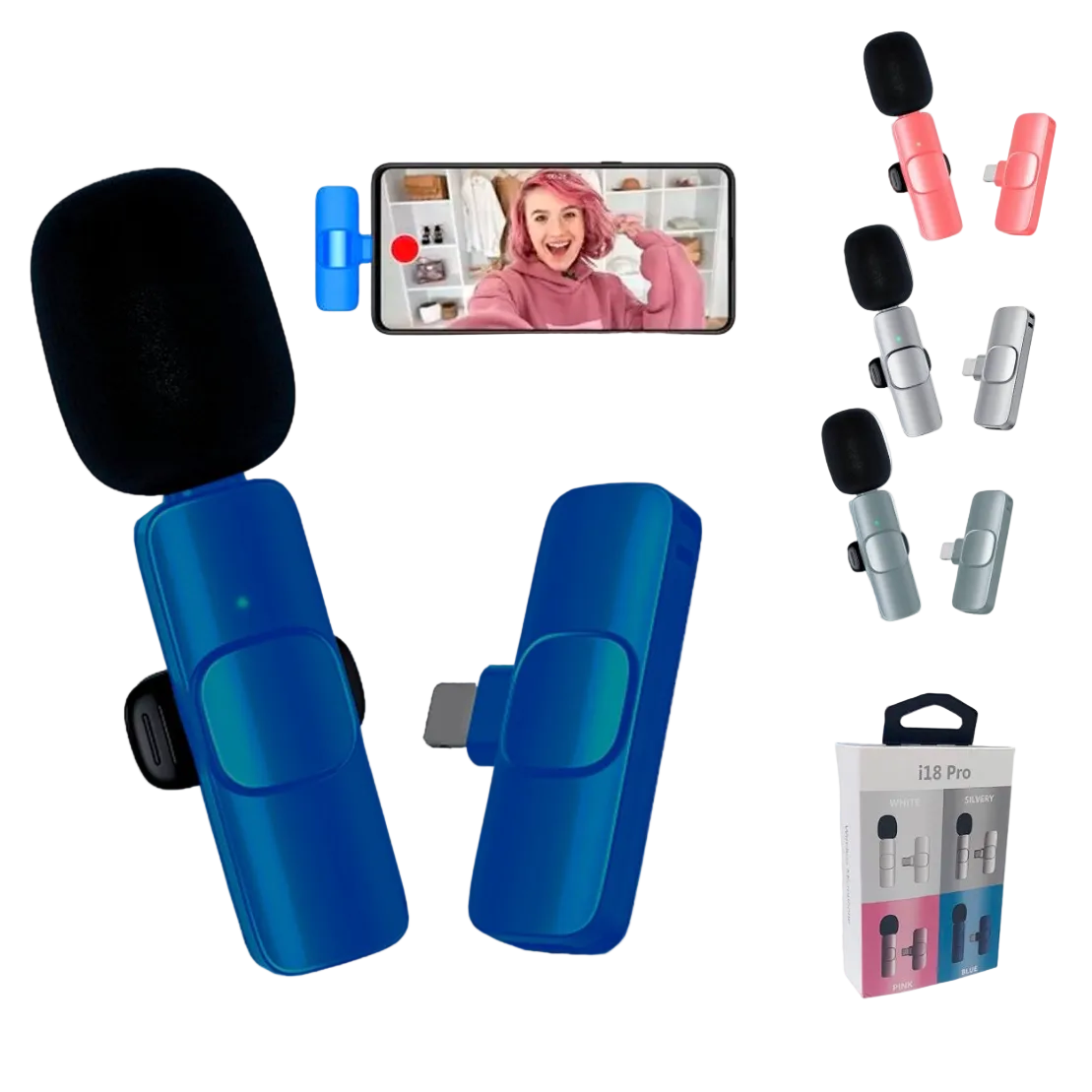 Micrófono de Solapa i18 Pro USB-C 60dB 6H Colores
