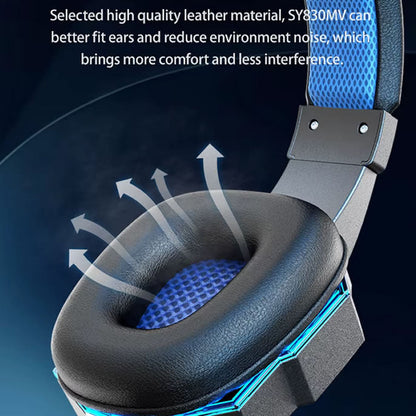 Diadema Gamer SY830 Pro 40mm USB 3.5mm Azul y Rojo