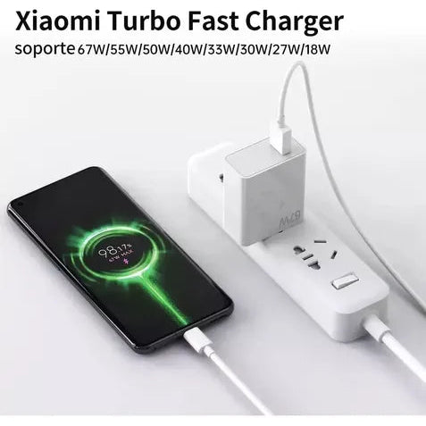 Cargador Xiaomi 67W Carga Rápida PD/QC con Cable USB-C