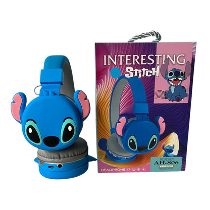 Audífonos Bluetooth Stitch Niños Diadema Azul y Rosa