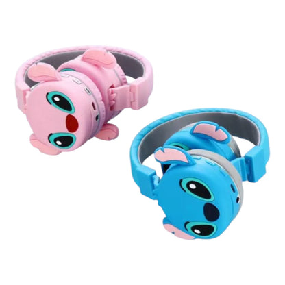 Audífonos Bluetooth Stitch Niños Diadema Azul y Rosa