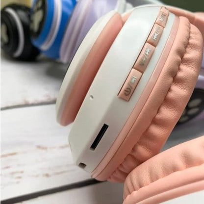 Auriculares Bluetooth de Gato con Orejas LED RGB