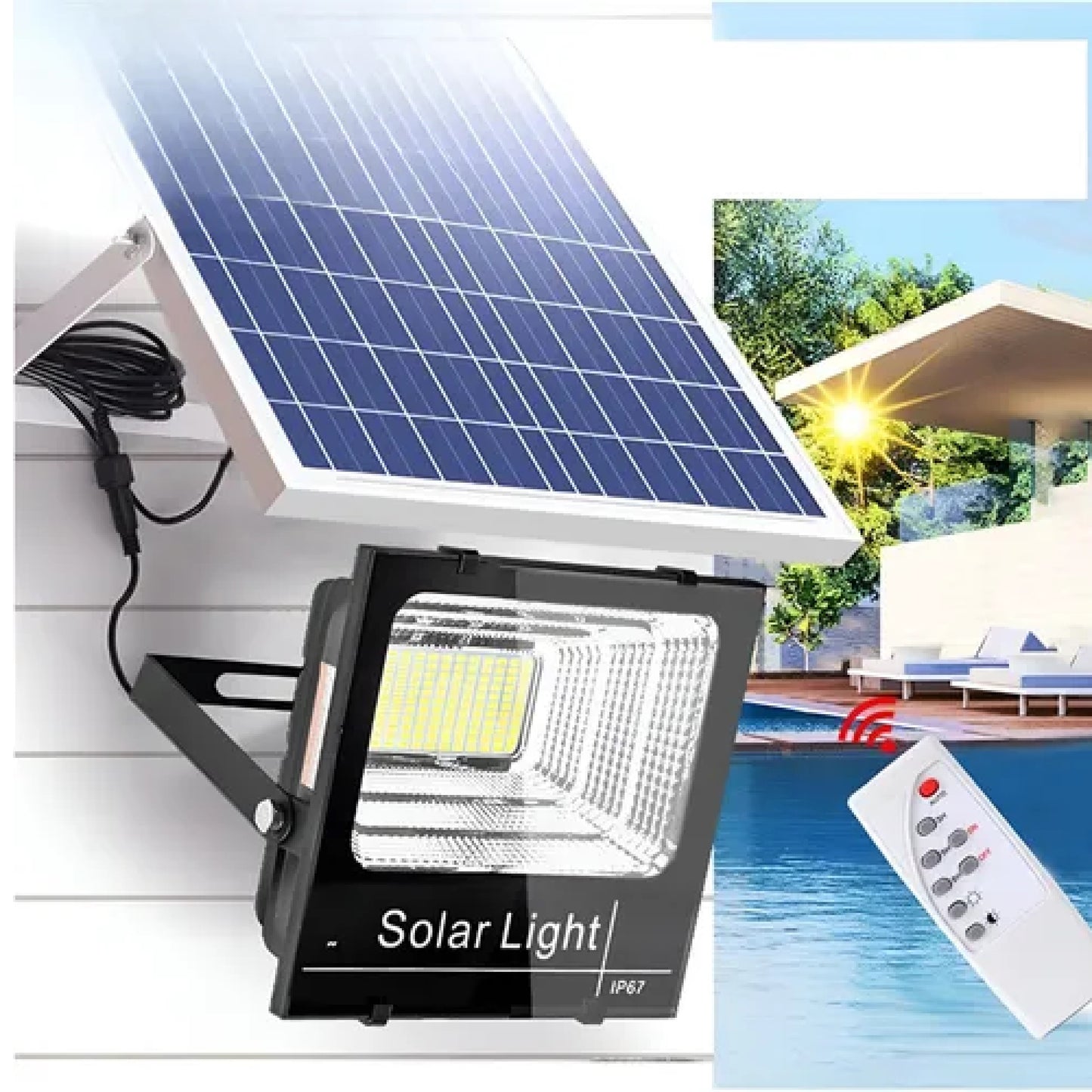 Kit Reflector Solar LED 200W Exterior con Control Remoto