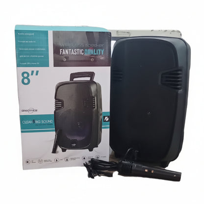 Cabina de Sonido Bluetooth 8 Pulgadas con Micrófono FM USB LED
