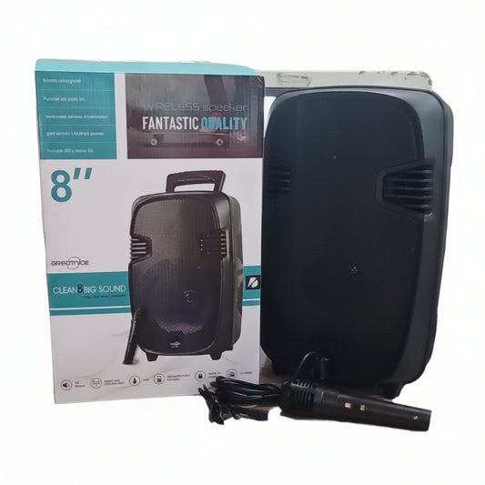 Cabina de Sonido Bluetooth 8 Pulgadas con Micrófono FM USB LED