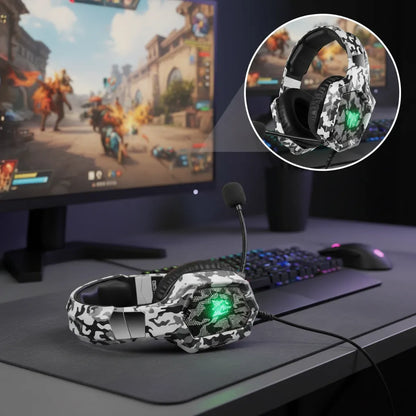 Diadema Gamer ONIKUMA K8 Camuflada 50mm Aux USB-A