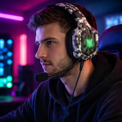 Diadema Gamer ONIKUMA K8 Camuflada 50mm Aux USB-A