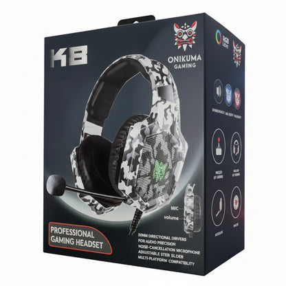 Diadema Gamer ONIKUMA K8 Camuflada 50mm Aux USB-A