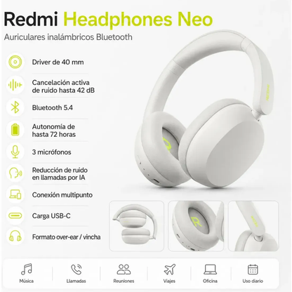Auriculares Inalámbricos Redmi Headphones Neo ANC 72H Bluetooth 5.4