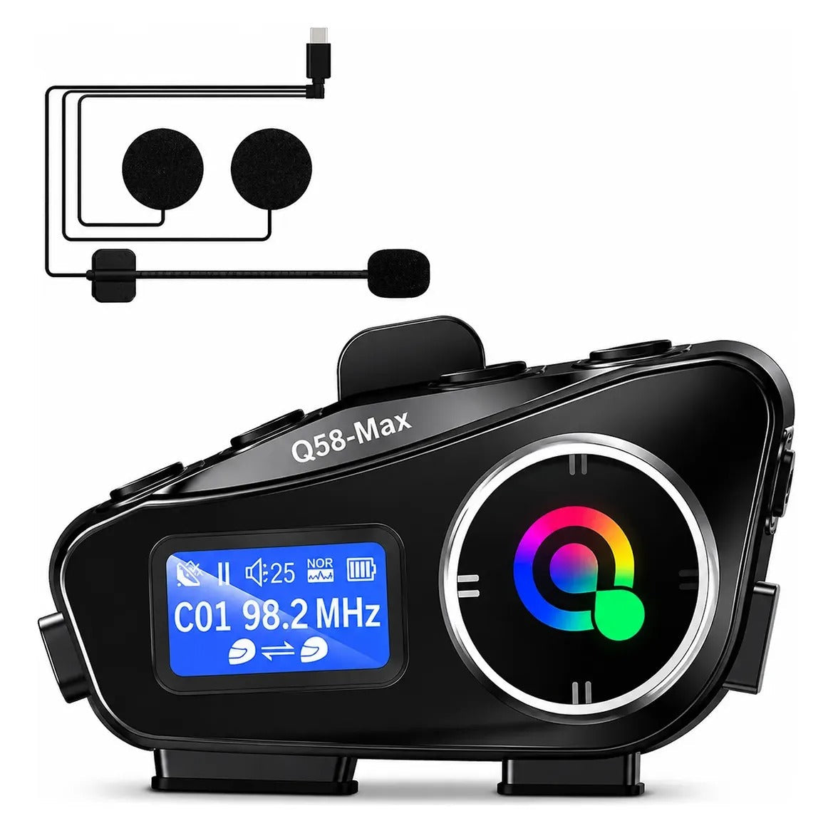 Intercomunicadores para Casco Q58-Max Bluetooth con Pantalla LED x2