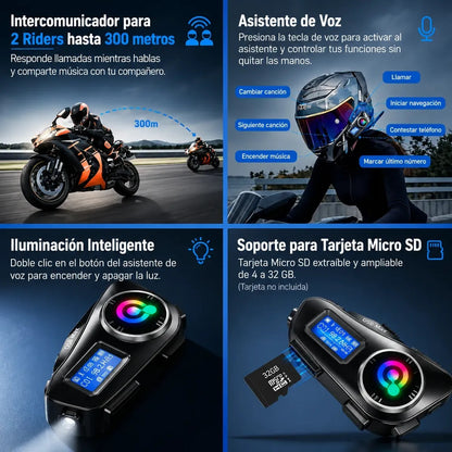 Intercomunicadores para Casco Q58-Max Bluetooth con Pantalla LED x2