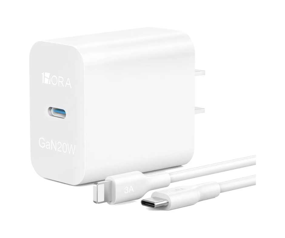 Cargador 1Hora Ultra Turbo 20W 3A USB-C para iPhone Blanco