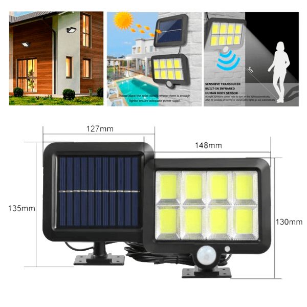 Lámpara Solar LED 98 LEDs con Sensor de Movimiento IP65 para Exterior