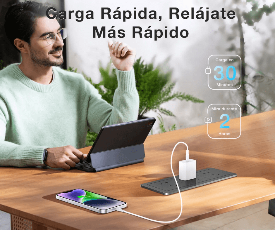 Cargador 1Hora Ultra Turbo 20W 3A USB-C para iPhone Blanco