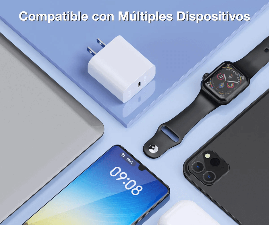 Cargador 1Hora USB-C PD 20W Carga Rápida con Cable C a C