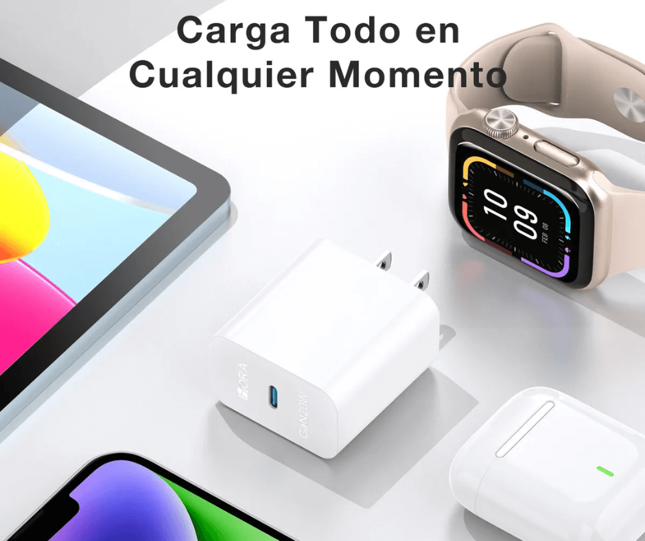 Cargador 1Hora Ultra Turbo 20W 3A USB-C para iPhone Blanco