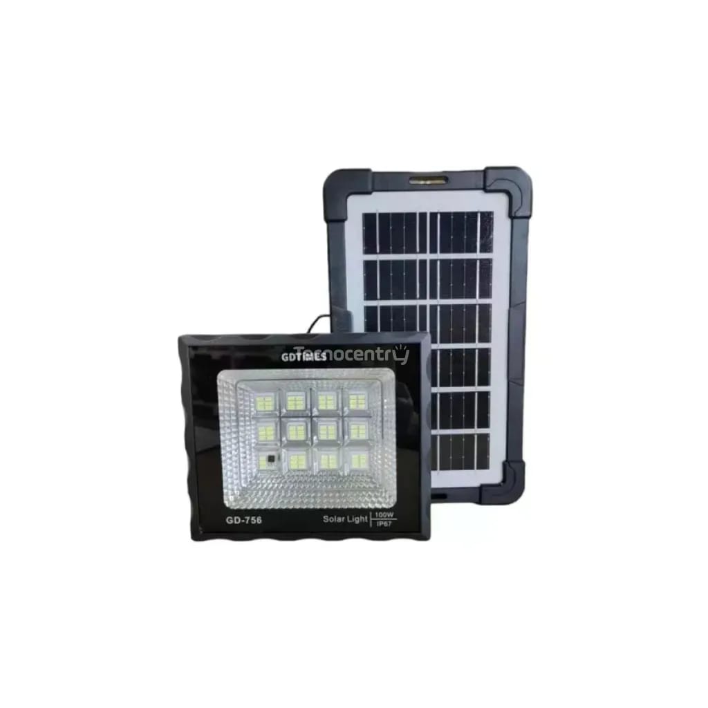 Reflector Solar LED 100W GDTIMES GD-756 con Panel y Control Remoto