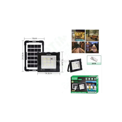 Reflector Solar LED 100W GDTIMES GD-756 con Panel y Control Remoto