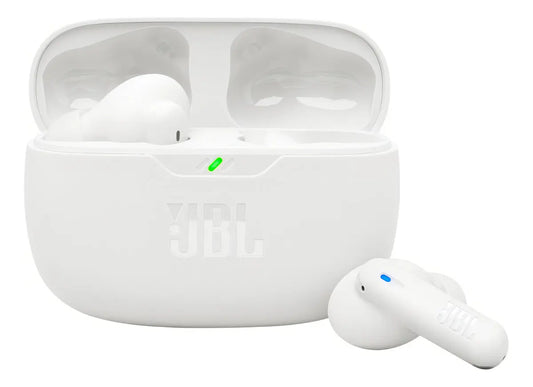 Auriculares inalámbricos Bluetooth JBL Wave Beam 2 color blanco con estuche de carga