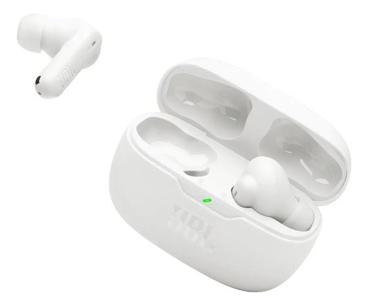 Auriculares inalámbricos Bluetooth JBL Wave Beam 2 color blanco con estuche de carga