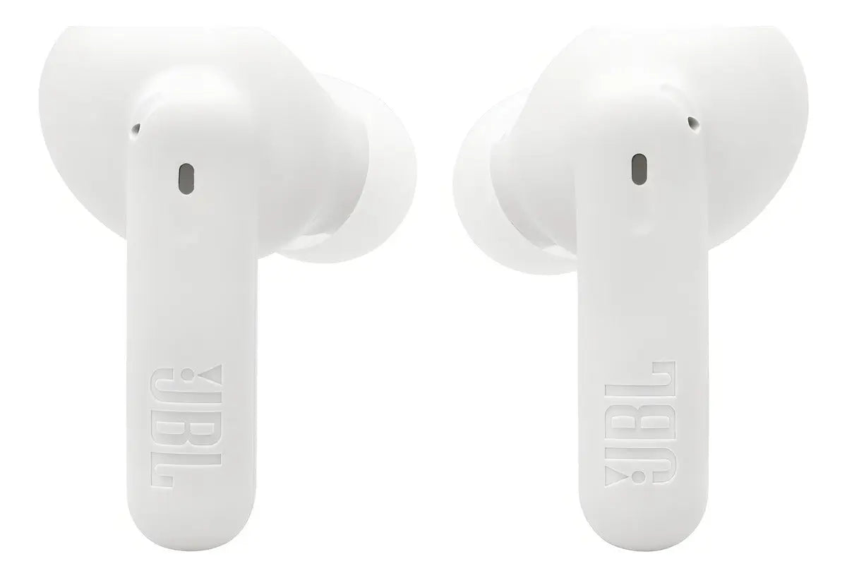Auriculares inalámbricos Bluetooth JBL Wave Beam 2 color blanco sobre fondo blanco