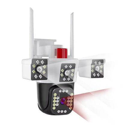 Cámara de Seguridad WiFi 4K 3 Lentes Sirena Visión Nocturna