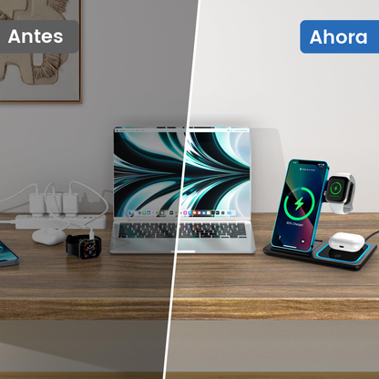 Estación de Carga Inalámbrica 3 en 1 Plegable para Teléfono, AirPods y Smartwatch
