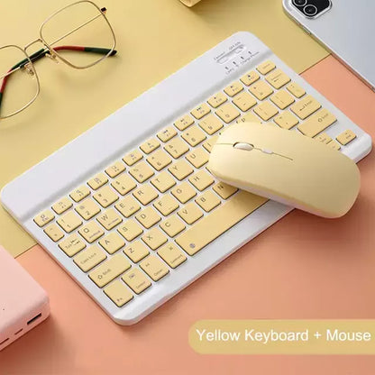 Combo Teclado y Mouse Bluetooth Inalámbrico Recargable AN-030 Amarillo